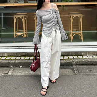 Asymmetrical Shirring T-Shirt