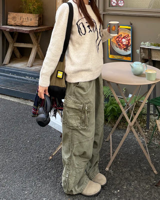 Vintage cargo wide pants