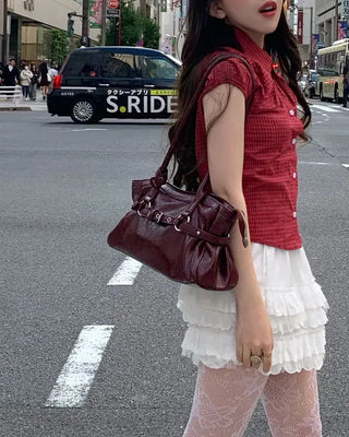 Square buckle shoulder bag