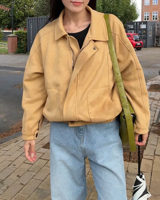 Oversized suede blouson