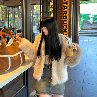 Fur cropped jacket