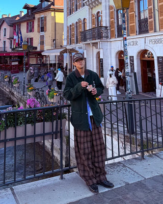 Big check wide pants
