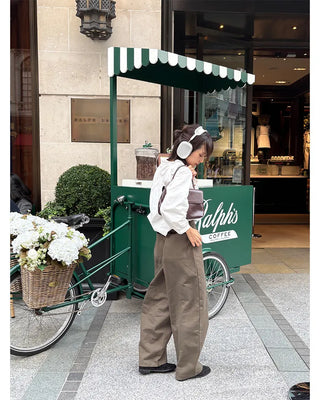 Semi-curved cotton pants