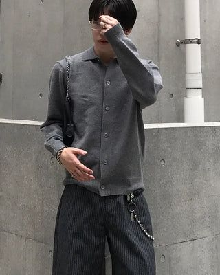 Semi-Clothed Polo Knit Cardigan