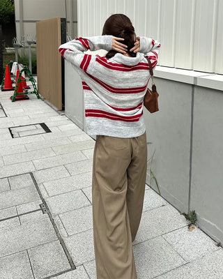 Striped long-sleeved knit
