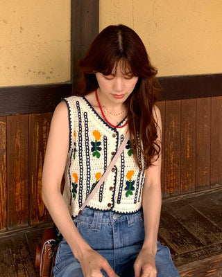 Flower Crochet Knit Vest
