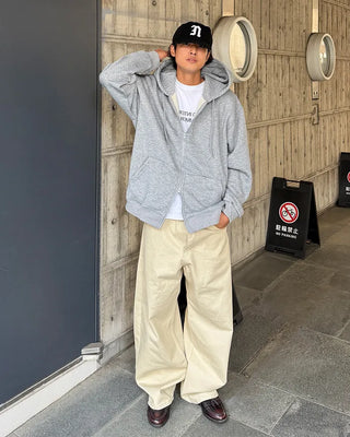 Fleece-lined hooded zip-up parka