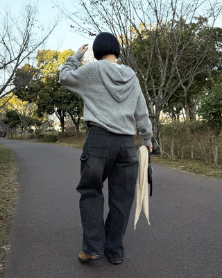 Wool knit hoodie