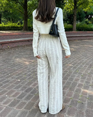 Striped Loose Fit Elastic Waist Pants