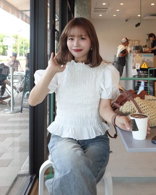 Smoked Frill Puff Blouse