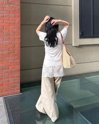 Balloon waist elastic pants