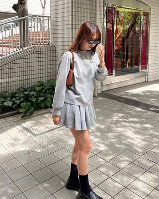 Sweatshirt & Pleated Mini Skirt Set