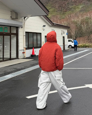 Oversized hooded down jacket