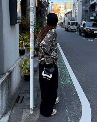 Camouflage Waffle Henley Neck Long T-Shirt