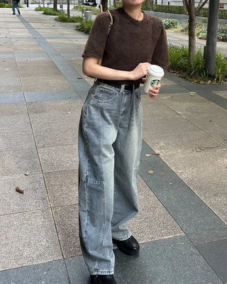 Side yoke seam wide jeans