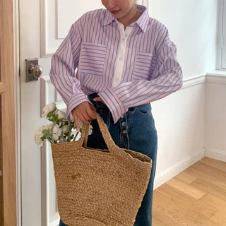 Front two-pocket striped shirt