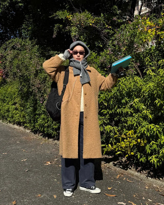 Boucle Collar Long Coat