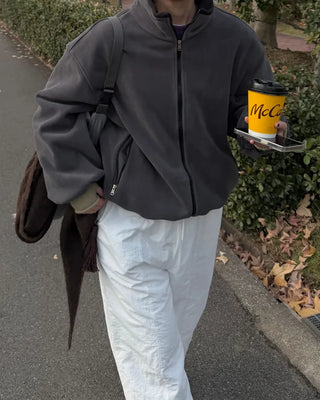 High-neck fleece jumper