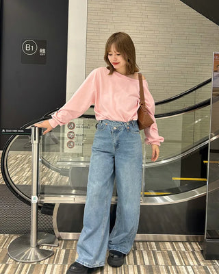 Asymmetrical denim pants
