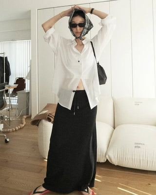 Ribbed long skirt