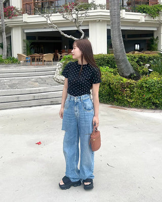 Polka Dot Half-Sleeve T-Shirt