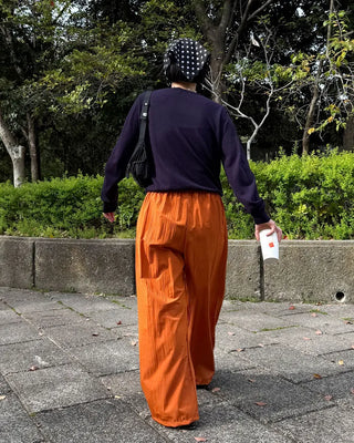 Ice-colored elastic waist pants