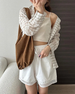 See-through check shirt
