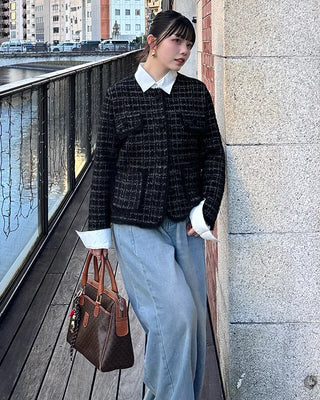 Loose-fit tweed jacket