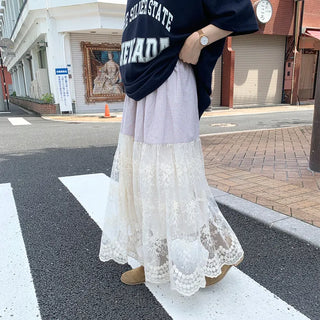 Half-lace long skirt