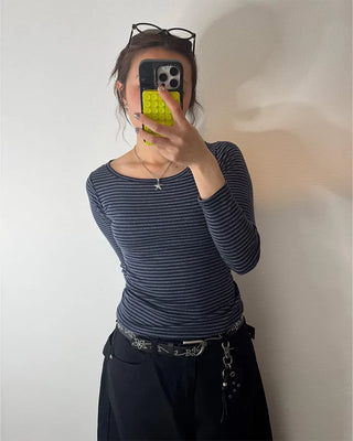 Striped boat neck t-shirt