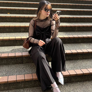 Pintuck wide slacks