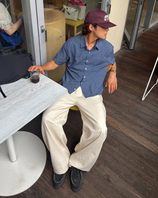 Back flap pocket curved pants