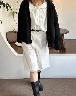 Round collar string blouse