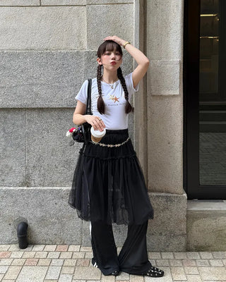 Chiffon midi skirt