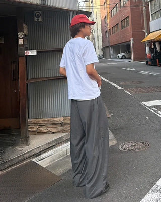 Wide-leg slacks with inner hooks and pleats