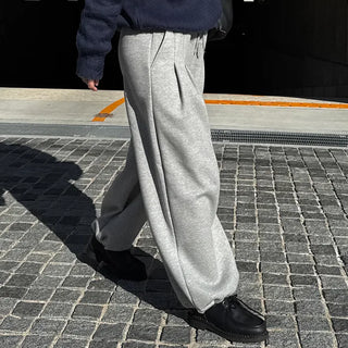Pintuck Wide Brushed Sweatpants