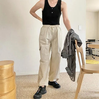 Ribbed button tank top