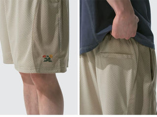 [Monterest] Embroidered Mesh Athletic Shorts