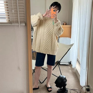 Cable knit oversized sweater