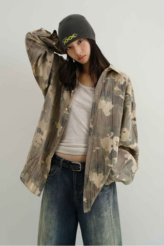 MASONPRINCE Draped Wrinkle Camouflage Shirt