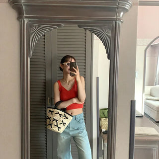 Cropped knit bustier