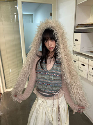 [NEVERSEEZ] Fair Isle Knit Halter Vest