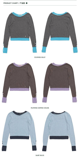 [Moromoro2] Asymmetric Collar Layered Knit  Sweater