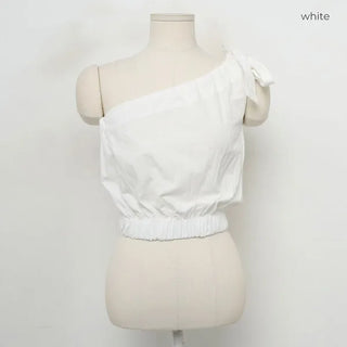 One-shoulder ribbon top