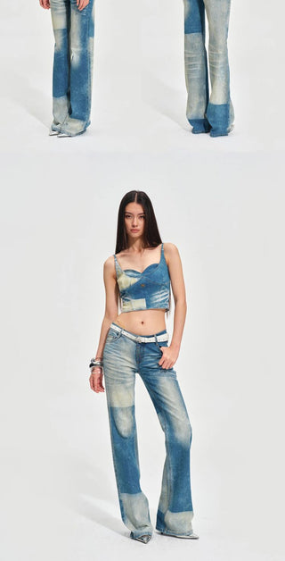 [NOTAWEAR] Equestrian Color Block Straight  Jeans