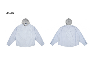 [MASONPRINCE] Oversized Hooded Striped Shirt