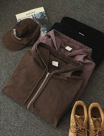 [Feature] Washed Cotton Zip-Up Hooded Jacket (4 colors)