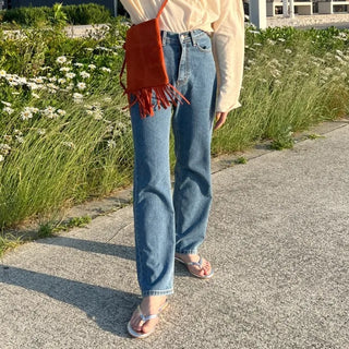 Straight denim pants