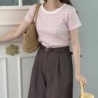 Casual striped short-sleeved T-shirt