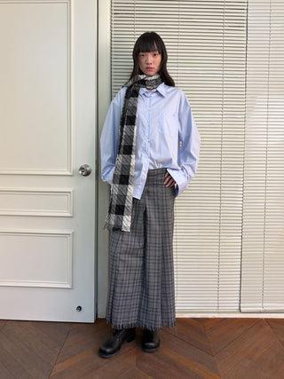 [NeverSeez] Pleated Plaid Skirt with Removable Waist Detail